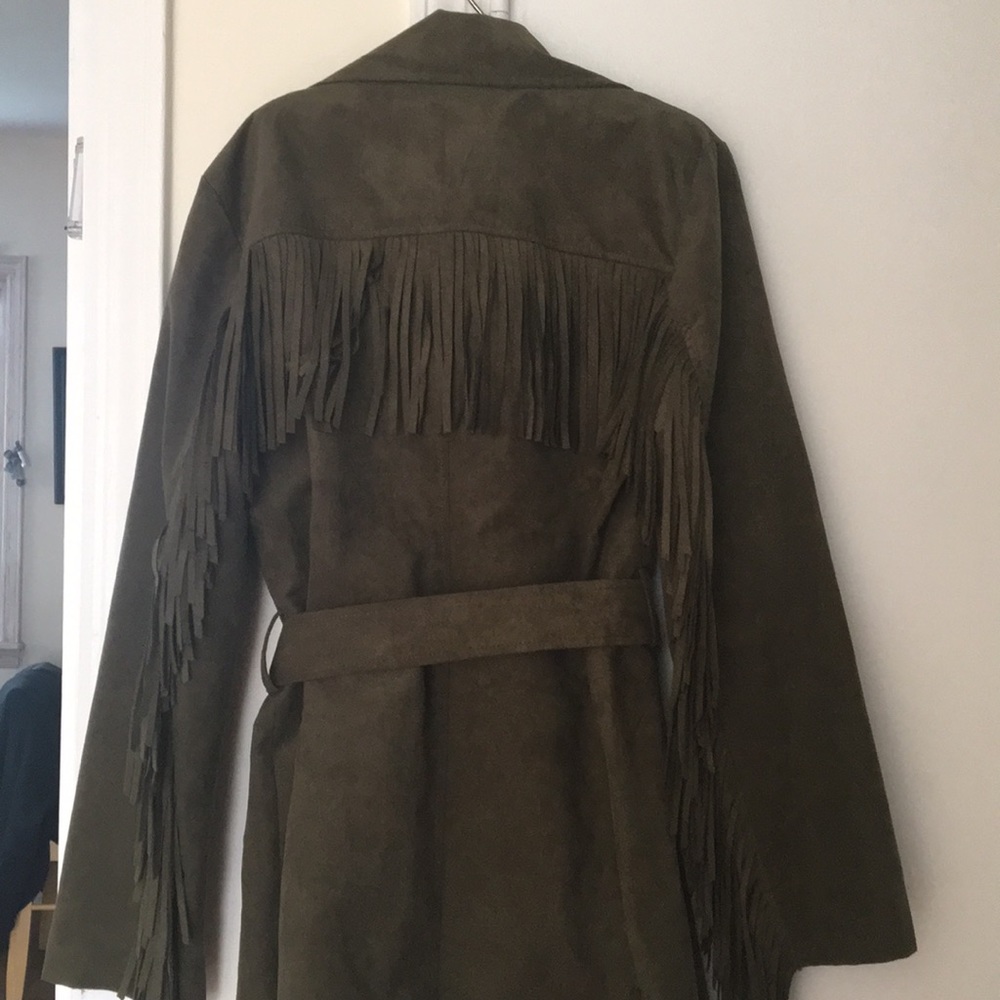 Never worn Karl Lagerfeld fringe back trench